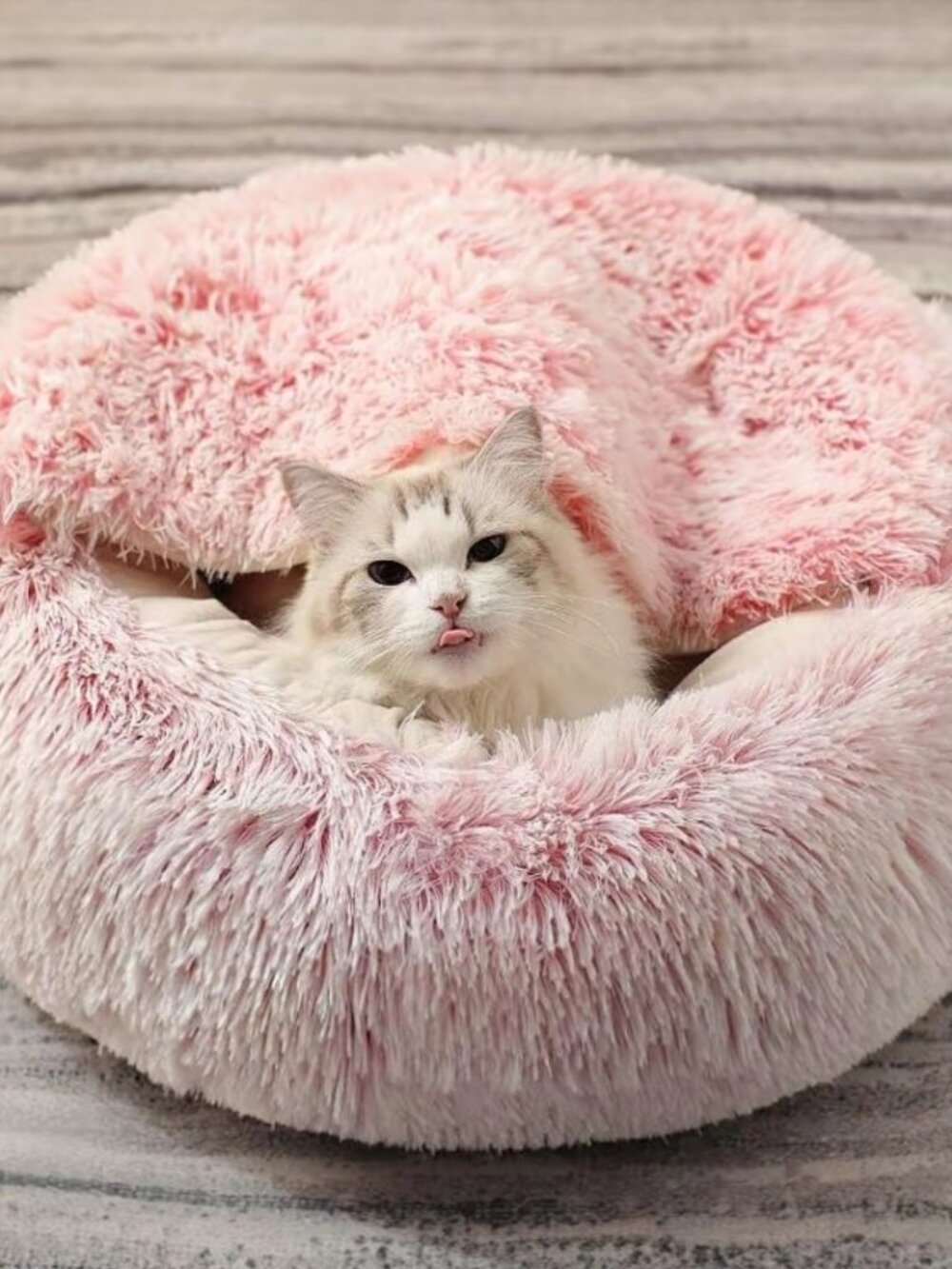 NEW Cat's Round Fluffy Cat Bed, Comfortable Indoor Cat or Small Dog Bed
